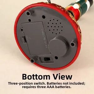 Detalle de la base de resina con altavoz de música e interruptor de tres posiciones