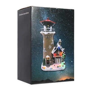 Detailed view of the Christmas candy shop house and its original product packaging box