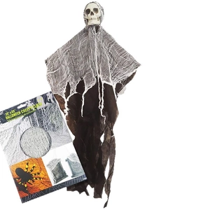 Squelette suspendu d'Halloween avec tissu de gaze effrayant 30x60 pouces pour décor