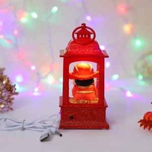 Macro view of Chinese New Year lantern with USB cable and sparkling glitter effect
