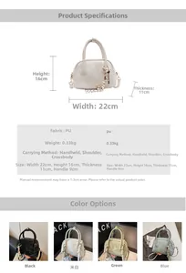 Detailed size specifications for a versatile PU leather Boston bag with four color options