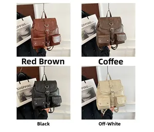 Sacs à dos vintage en cuir proposés en brun rouge, café, noir et blanc cassé