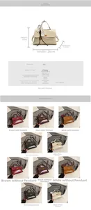 Detailed size specifications and color variants of the large vintage PU shoulder bag