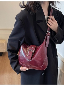 Vintage PU Leder Unterarm Schultertasche Große Kapazität Einfarbig Hobo Tasche Mit Metallschnalle Verstellbarem Riemen Für Damen Täglich Büro Mode