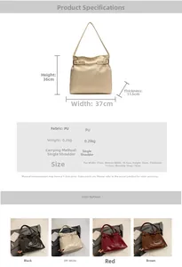Detailed size specifications and color comparison for this large capacity PU tote bag