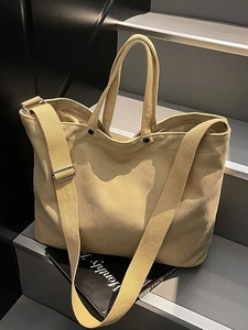 Sac fourre-tout en toile kaki avec bandoulière réglable et poignées pour le quotidien