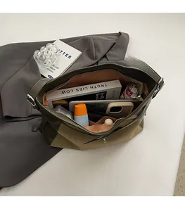Top view of large tote bag interior showing spacious compartments and storage capacity