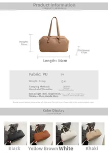 Detailed size chart and specifications for the large capacity PU leather Boston bowling bag