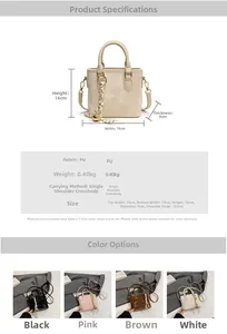 Detailed size chart and parameter table for this stylish PU leather crossbody bucket bag