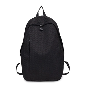 Large capacity black quilted backpack with fishbone texture for women and students