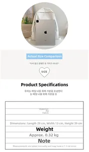Detailed size specification chart of the white PU leather backpack with dimensions and weight