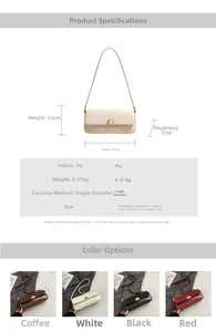 Detailed size specifications for minimalist underarm bag with PU leather dimensions