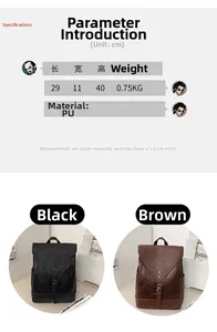 Detailansicht der Vintage-Rucksäcke aus PU-Leder in Schwarz und Braun mit Schnallen