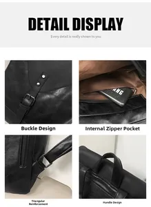Detailansicht des Vintage-Rucksacks mit Lederriemen und verstärkten Nähten am Griff