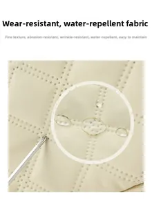Detail van waterbestendige diamantstructuurstof met krasbestendigheidstest