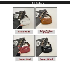 Litchi texture saddle bag in white, tan, red, and black with striped wide strap