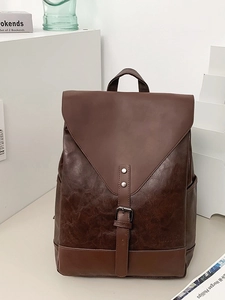 Vintage PU Leder Rucksack Für Damen Herren Große Kapazität Schultasche College Stil Lässiger Tagesrucksack Mit Gürtelschnalle Klappe