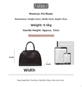 Size guide for vintage tote bag showing dimensions and capacity with reference items