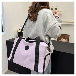 Light purple oxford travel bag with high-density fabric and detachable shoulder strap