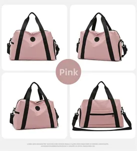 Pink large-capacity oxford travel bag with dual handles and adjustable shoulder strap