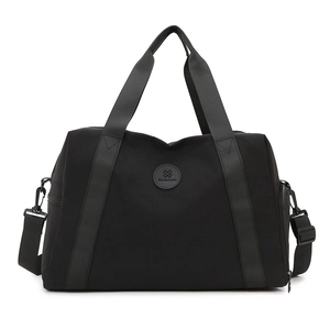 Large capacity black oxford travel bag for gym and sport with adjustable shoulder strap
