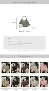 Detailed size specifications and color options for the stylish PU leather square handbag