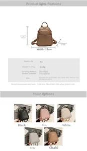 Detailed view showing dimensions and lychee texture of the stylish PU leather backpack