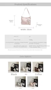 Detailed size specifications for large PU leather bucket tote bag with lace decoration