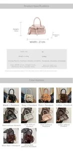Detailed dimension chart and color options for the minimalist PU leather shell bag