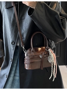 Women Fashion PU Leather Shell Bag Retro Crossbody Bag With Decorative Straps Versatile Handbag Shoulder Bag Small Commuting Purse