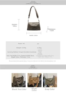Detailed size and specs for the retro PU leather crossbody bag with dimensions and weight
