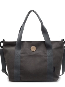 Large capacity dark gray canvas tote bag with adjustable strap and front pocket