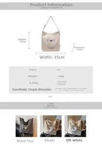 Détail du tableau des tailles pour grand sac cabas en toile avec dimensions 37x35x10cm
