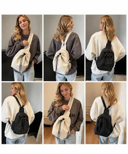 Sac à dos polyvalent en nylon à cordon avec plusieurs vues de style pour le quotidien