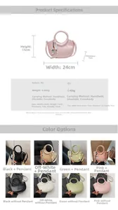 Detailed size guide and specifications for the fashion PU leather crescent bucket bag