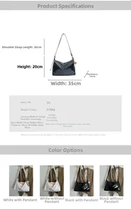 Detailed size specifications for the large capacity PU shoulder bag with dual color options