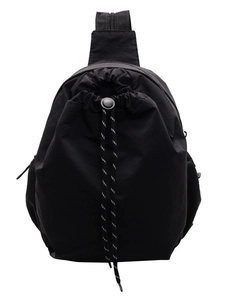 Sac à dos polyvalent en toile noire avec cordon de serrage et poches zippées latérales