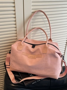 Sac fourre-tout rose en similicuir suédé de grande capacité avec logo NINGJIA