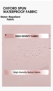 Detailed macro view of water droplets on high-density pink waterproof nylon fabric