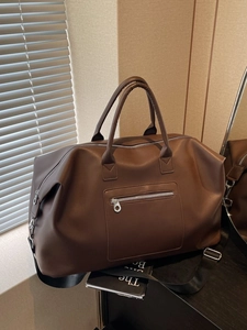 Grand Sac de Voyage Femme Imperméable en Cuir PU Sac de Sport pour Weekend Fitness Sac à Main Bandoulière avec Poche Sec Humide