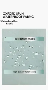 Primer plano de tela Oxford impermeable con gotas de agua sobre nailon verde claro