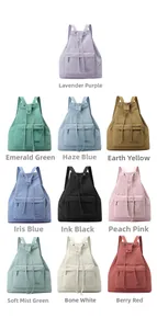 Detailed overview of the 10 available color options for this drawstring backpack