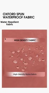 Water-repellent Oxford fabric and high-density nylon detail showing water droplets