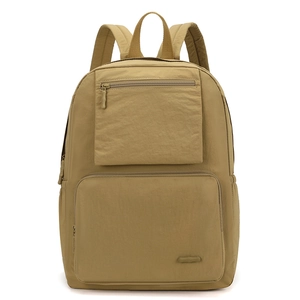 Vue de face sac à dos minimaliste en nylon de style coréen en couleur kaki