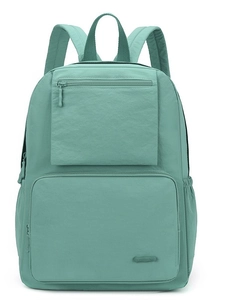 Sac à dos en nylon vert menthe minimaliste avec plusieurs poches zippées pour l'école et loisirs