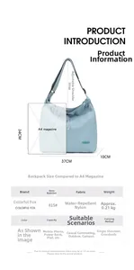 Guide de dimensions détaillé pour le sac bandoulière léger en nylon de 37x34x10cm
