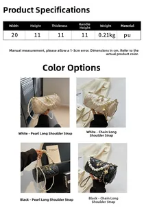 Detailed views of a quilted cylindrical crossbody bag showing size specs and color options