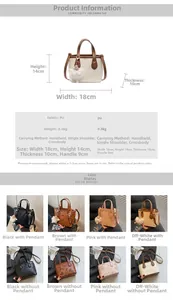 Detailed size specifications and material chart for butterfly embossed tote handbag