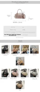 Detailed sizing chart and color guide for women's large capacity bowling handbag