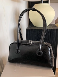 Fashion Women's PU Leather Underarm Shoulder Bag Large Capacity High Quality Wrinkled Texture Zipper Closure Pillow Handbag